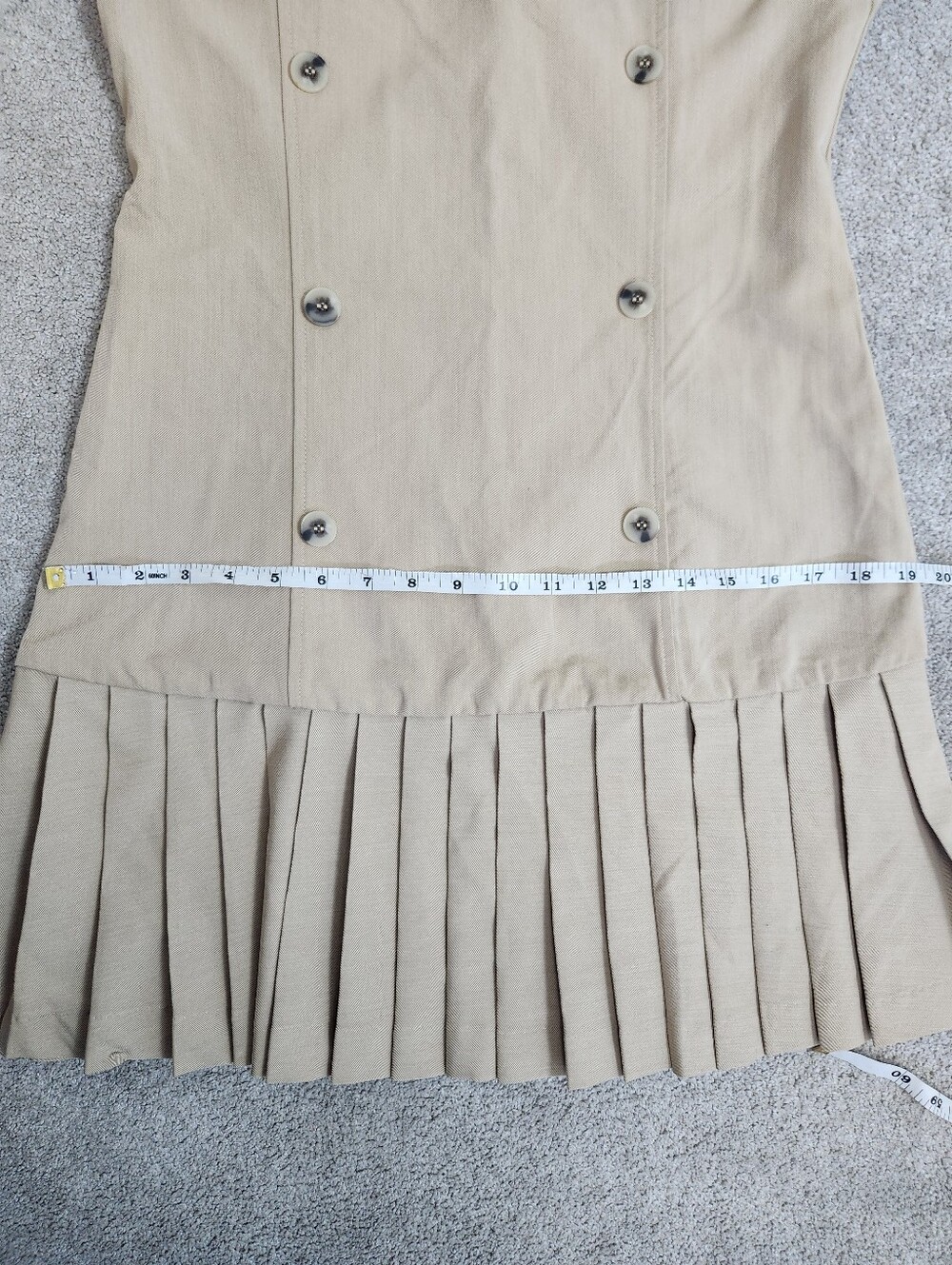 Anthropologie Maeve Flat White Strapless Pleated Prep Dress Academia Collegiate - Picture 9 of 12
